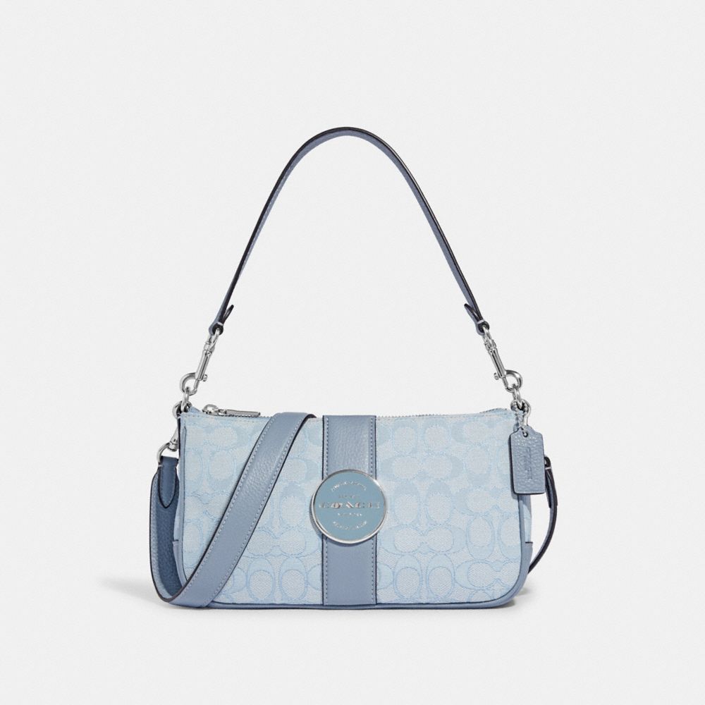 Lonnie Baguette In Signature Jacquard - C8306 - SILVER/MARBLE BLUE