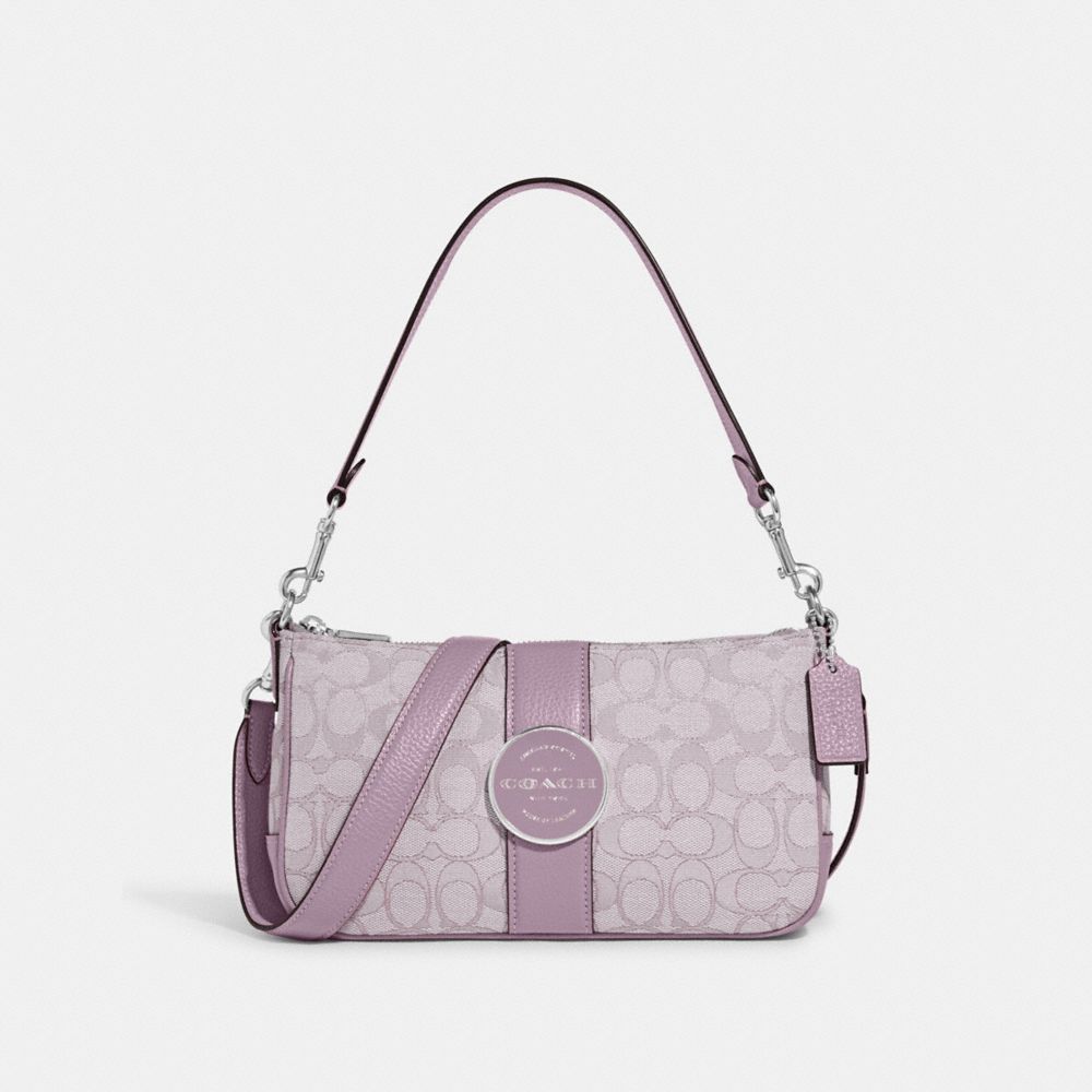 COACH C8306 Lonnie Baguette In Signature Jacquard SV/SOFT LILAC