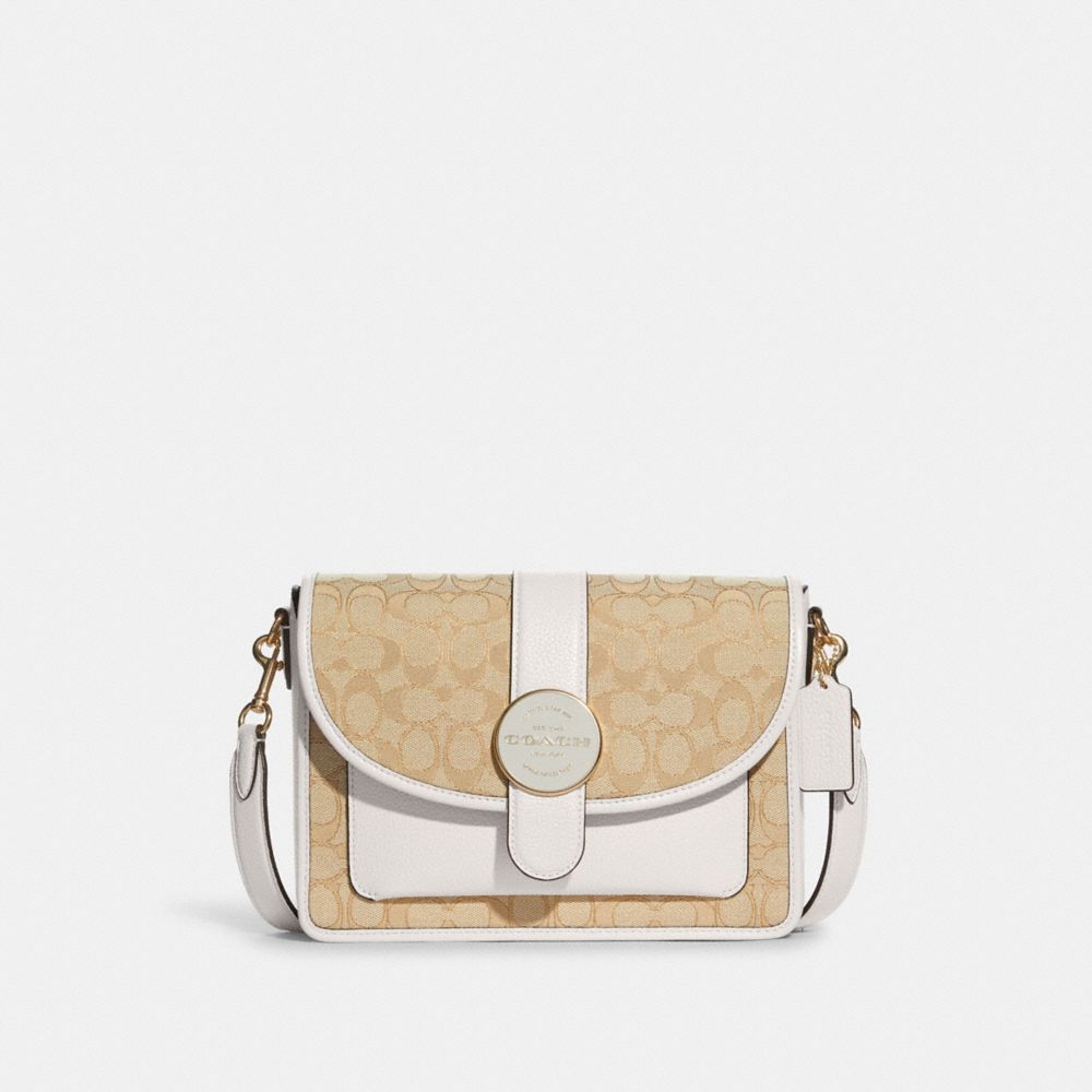 COACH C8307 Lonnie Crossbody In Signature Jacquard GOLD/LIGHT KHAKI CHALK