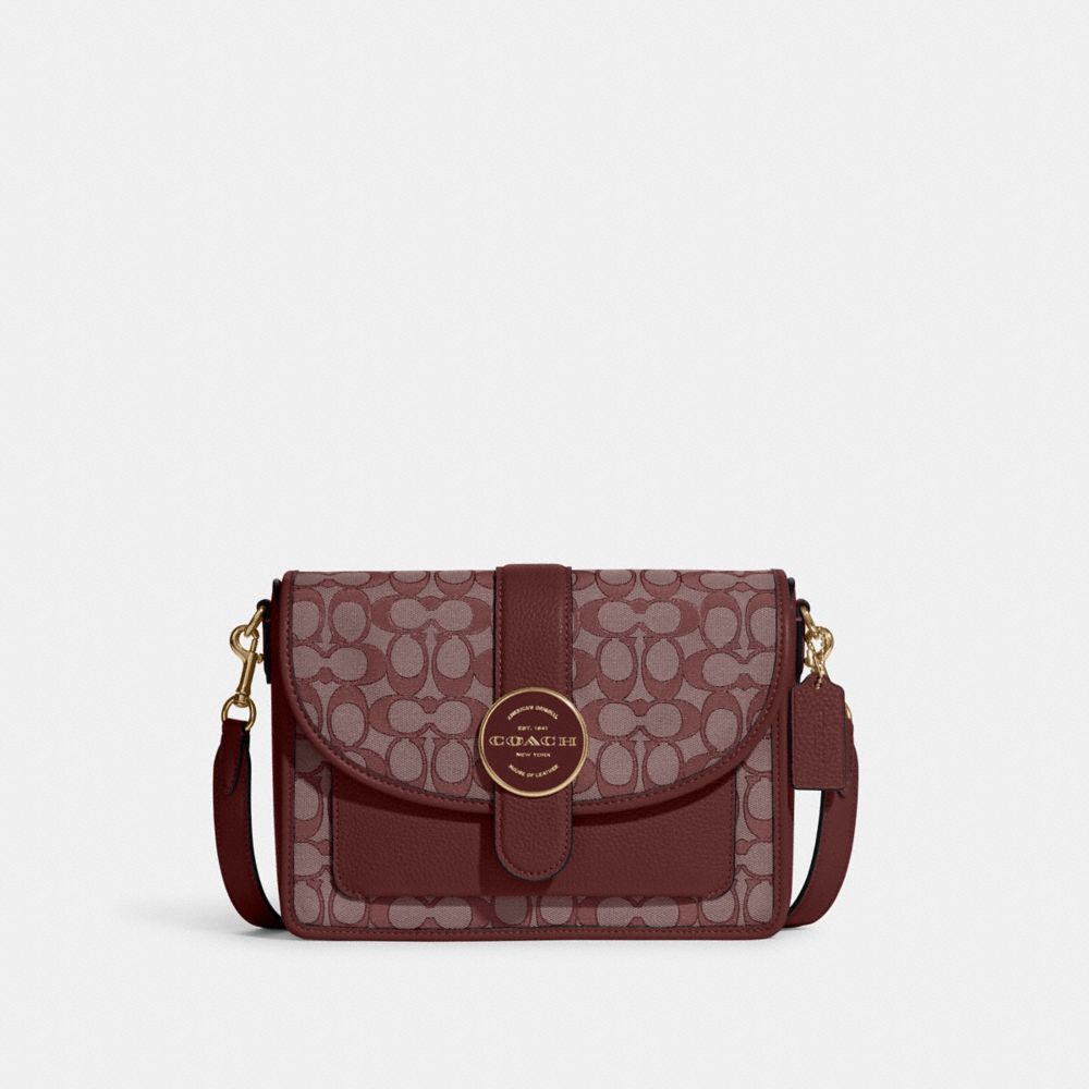 Lonnie Crossbody In Signature Jacquard - C8307 - Gold/Wine