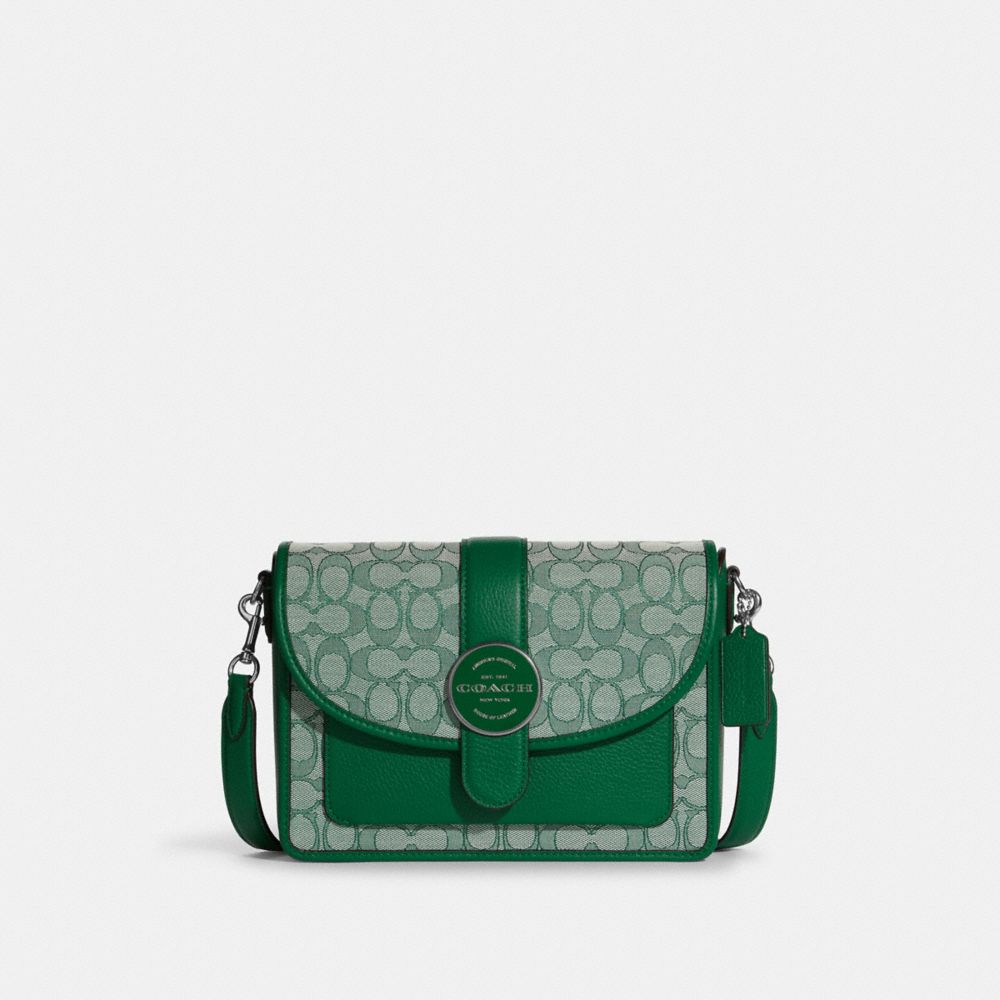 Lonnie Crossbody In Signature Jacquard - C8307 - Silver/Green