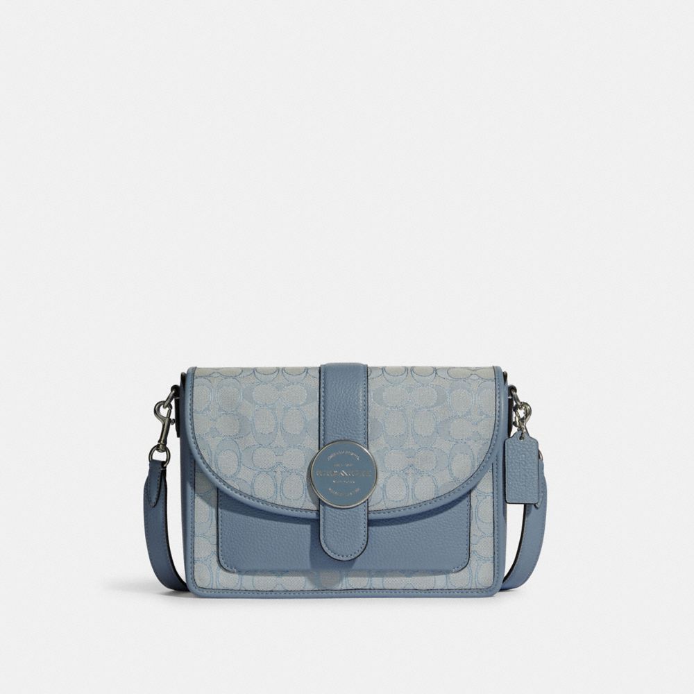 COACH C8307 - Lonnie Crossbody In Signature Jacquard SILVER/MARBLE BLUE