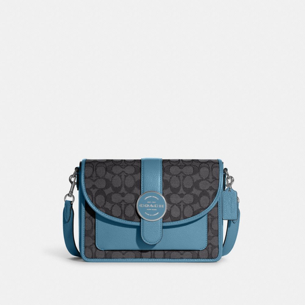 Lonnie Crossbody In Signature Jacquard - C8307 - SV/Black Smoke/Pacific Blue