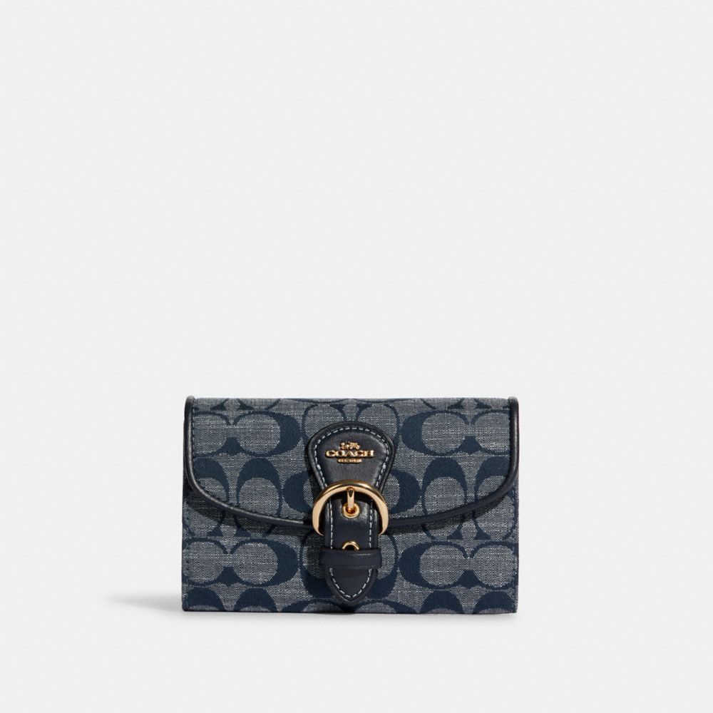 COACH C8308 Kleo Wallet In Signature Chambray GOLD/DENIM MULTI