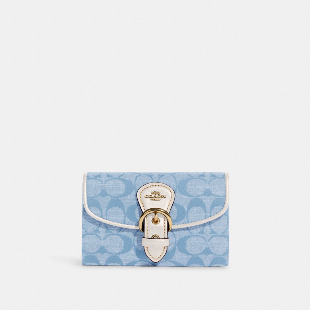 COACH C8308 Kleo Wallet In Signature Chambray IM/LIGHT DENIM/CHALK