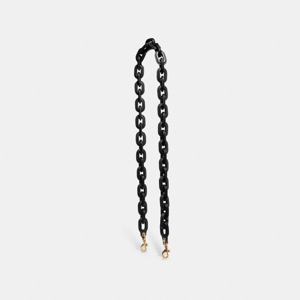 COACH C8314 Leather Covered Chain Strap BRASS/BLACK