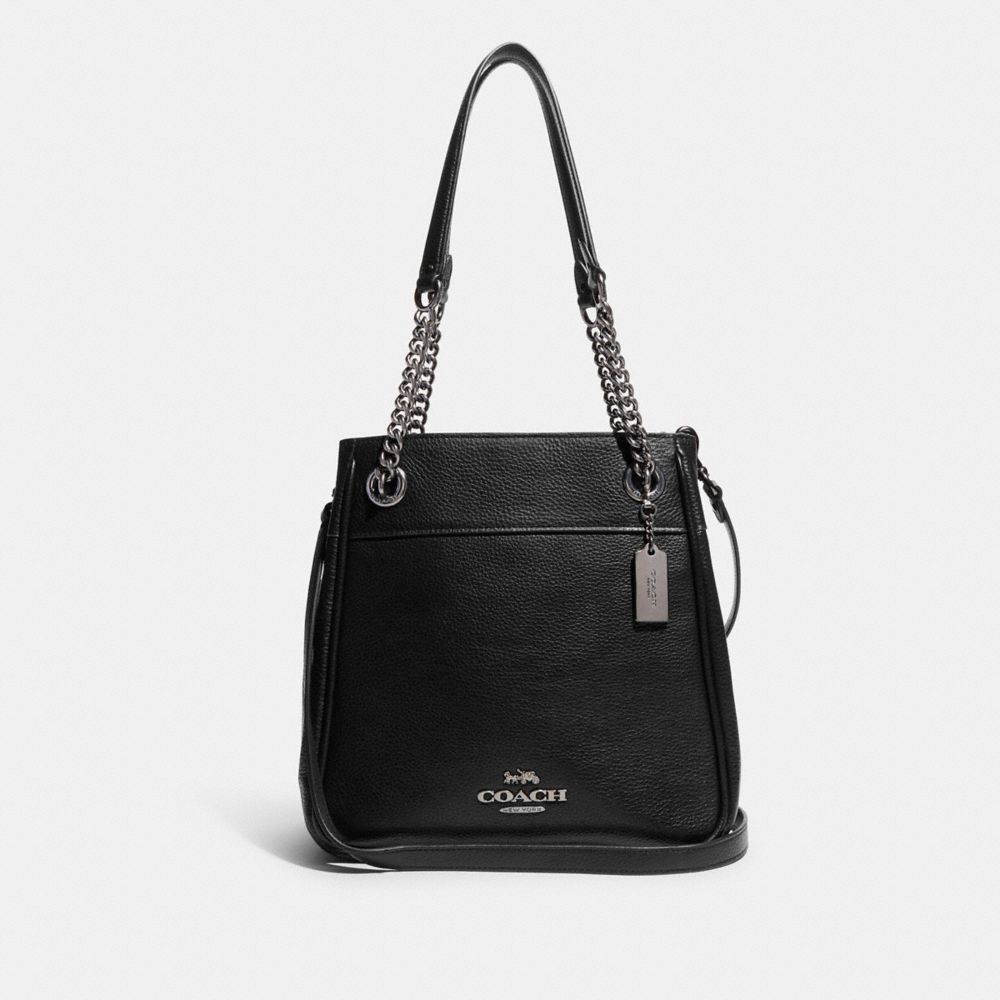 Cammie Chain Bucket Bag - C8315 - GUNMETAL/BLACK