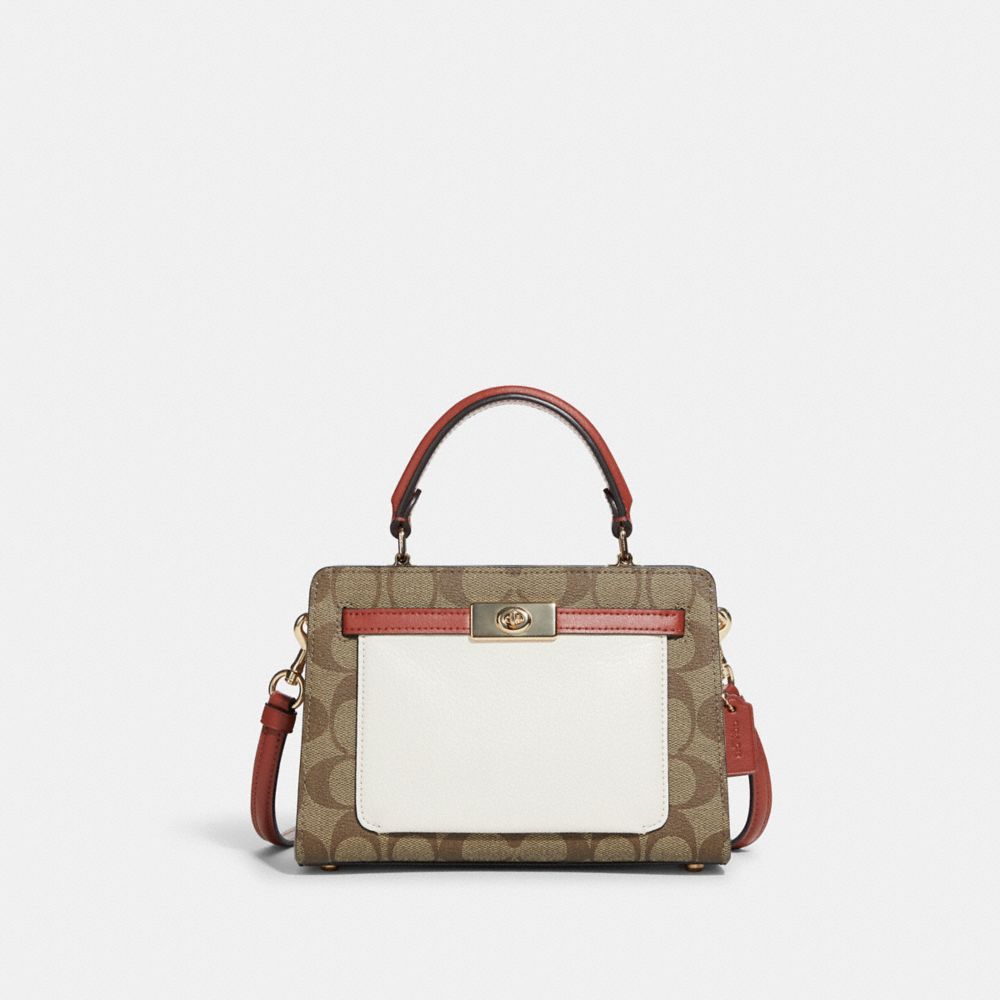 COACH C8318 - Mini Lane Top Handle In Colorblock Signature Canvas GOLD/KHAKI CHALK MULTI