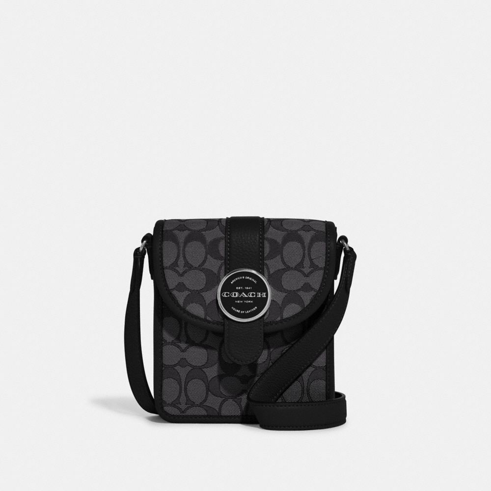 COACH C8321 North/south Lonnie Crossbody In Signature Jacquard SILVER/BLACK SMOKE BLACK MULTI