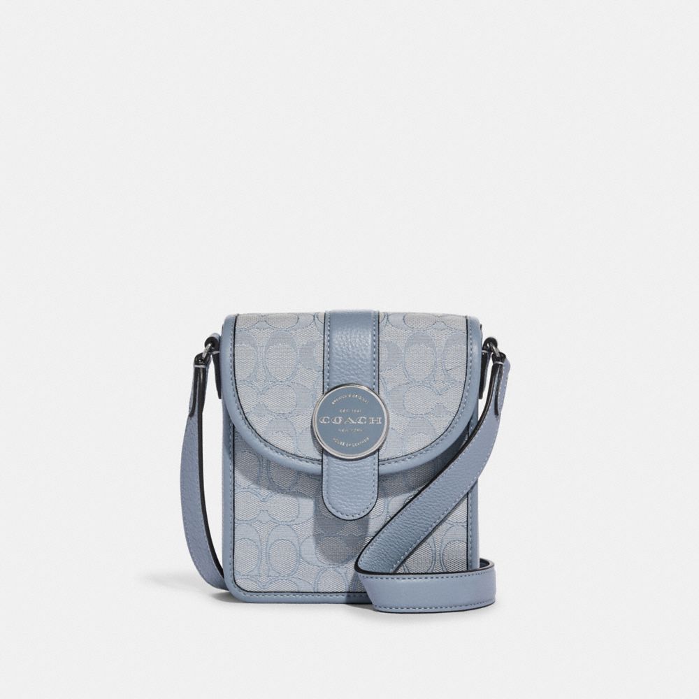 COACH C8321 North/South Lonnie Crossbody In Signature Jacquard SILVER/MARBLE BLUE