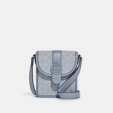 COACH North/South Lonnie Crossbody In Signature Jacquard - SILVER/MARBLE BLUE - C8321