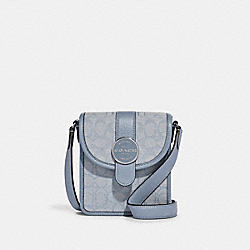 North/South Lonnie Crossbody In Signature Jacquard - SILVER/MARBLE BLUE - COACH C8321