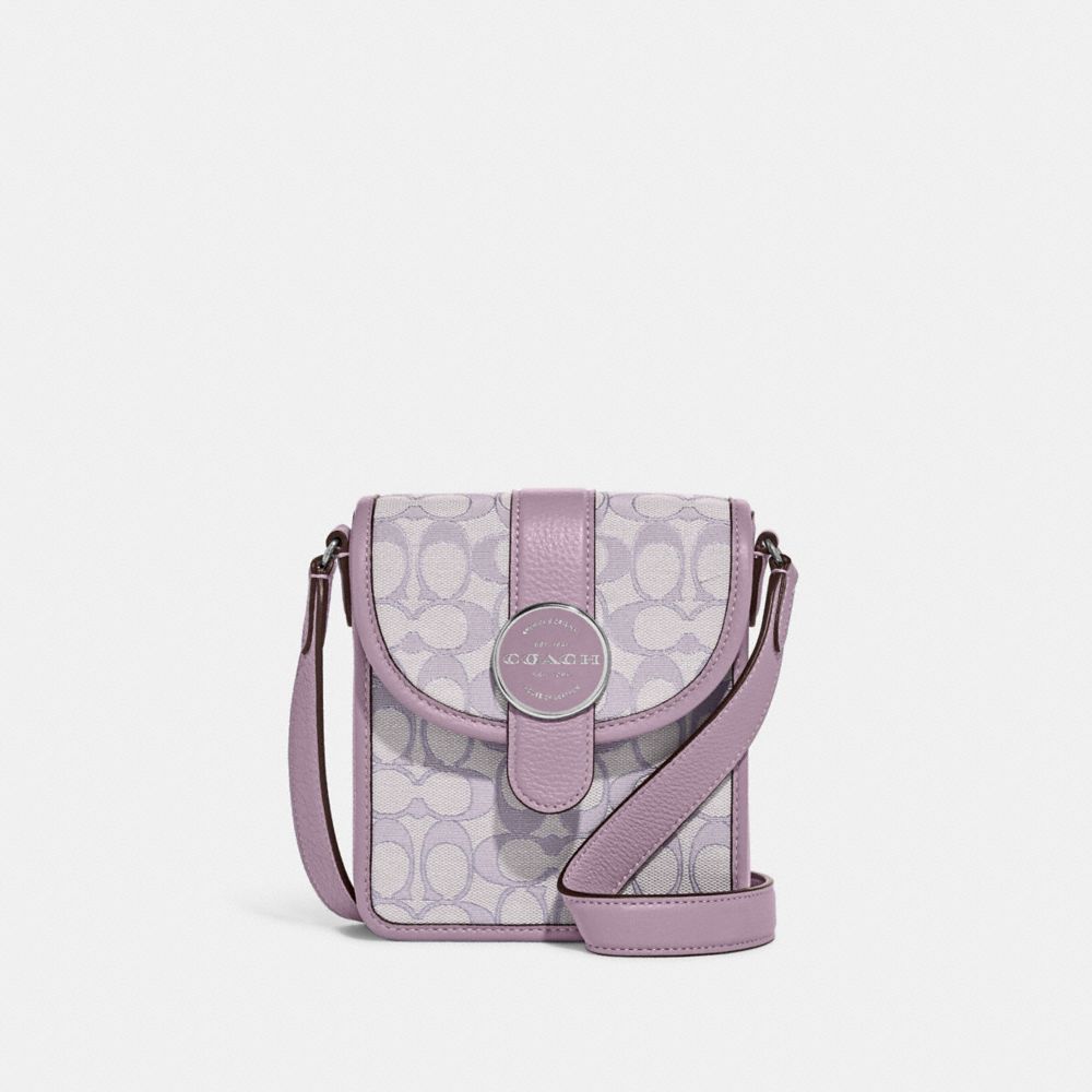 North/South Lonnie Crossbody In Signature Jacquard - C8321 - SV/Soft Lilac