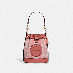 COACH C8322 Mini Dempsey Bucket Bag In Signature Jacquard With Stripe And Coach Patch GOLD/TAFFY