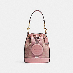 Mini Dempsey Bucket Bag In Signature Jacquard With Stripe And Coach Patch - C8322 - Im/True Pink Khaki Multi