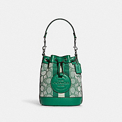 Mini Dempsey Bucket Bag In Signature Jacquard With Stripe And Coach Patch - C8322 - Silver/Green
