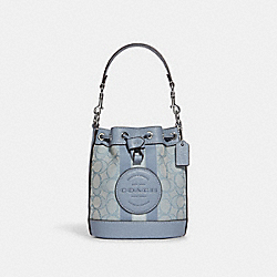 Mini Dempsey Bucket Bag In Signature Jacquard With Stripe And Coach Patch - SILVER/MARBLE BLUE - COACH C8322