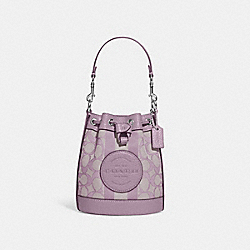 Mini Dempsey Bucket Bag In Signature Jacquard With Stripe And Coach Patch - C8322 - SV/Soft Lilac