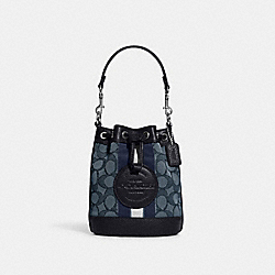 COACH C8322 Mini Dempsey Bucket Bag In Signature Jacquard With Stripe And Coach Patch SILVER/DENIM/MIDNIGHT NAVY MULTI