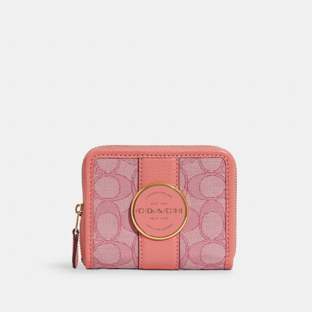 LONNIE SMALL ZIP AROUND WALLET IN SIGNATURE JACQUARD