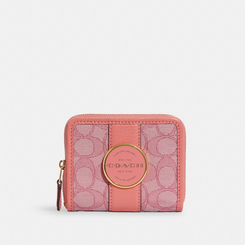 COACH C8323 - Lonnie Small Zip Around Wallet In Signature Jacquard GOLD/TAFFY