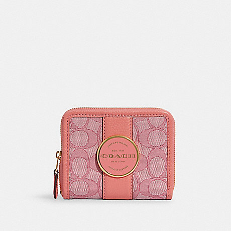 COACH C8323 Lonnie Small Zip Around Wallet In Signature Jacquard GOLD/TAFFY