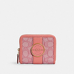 Lonnie Small Zip Around Wallet In Signature Jacquard - C8323 - GOLD/TAFFY