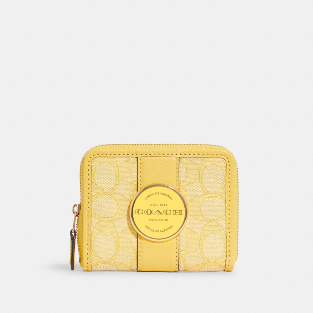 COACH C8323 - Lonnie Small Zip Around Wallet In Signature Jacquard GOLD/RETRO YELLOW