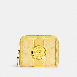 COACH C8323 - Lonnie Small Zip Around Wallet In Signature Jacquard GOLD/RETRO YELLOW