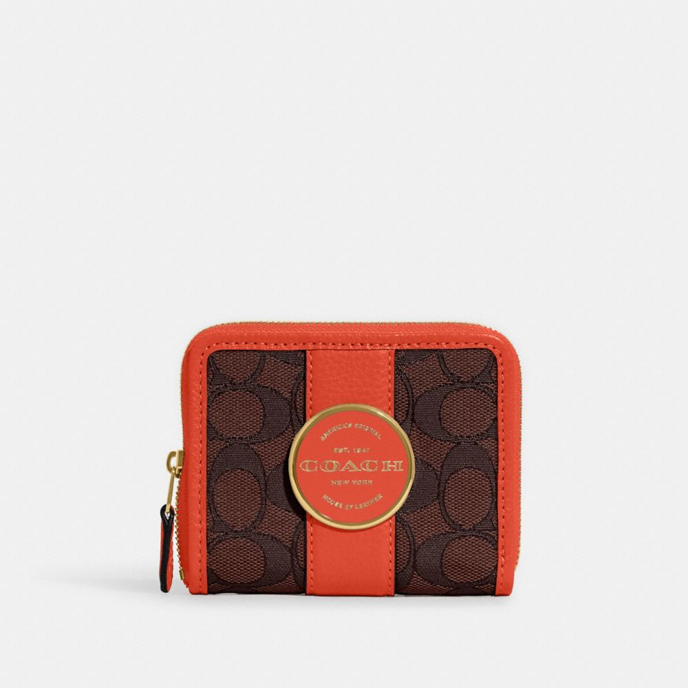 Lonnie Small Zip Around Wallet In Signature Jacquard - C8323 - Im/Brown/Mango