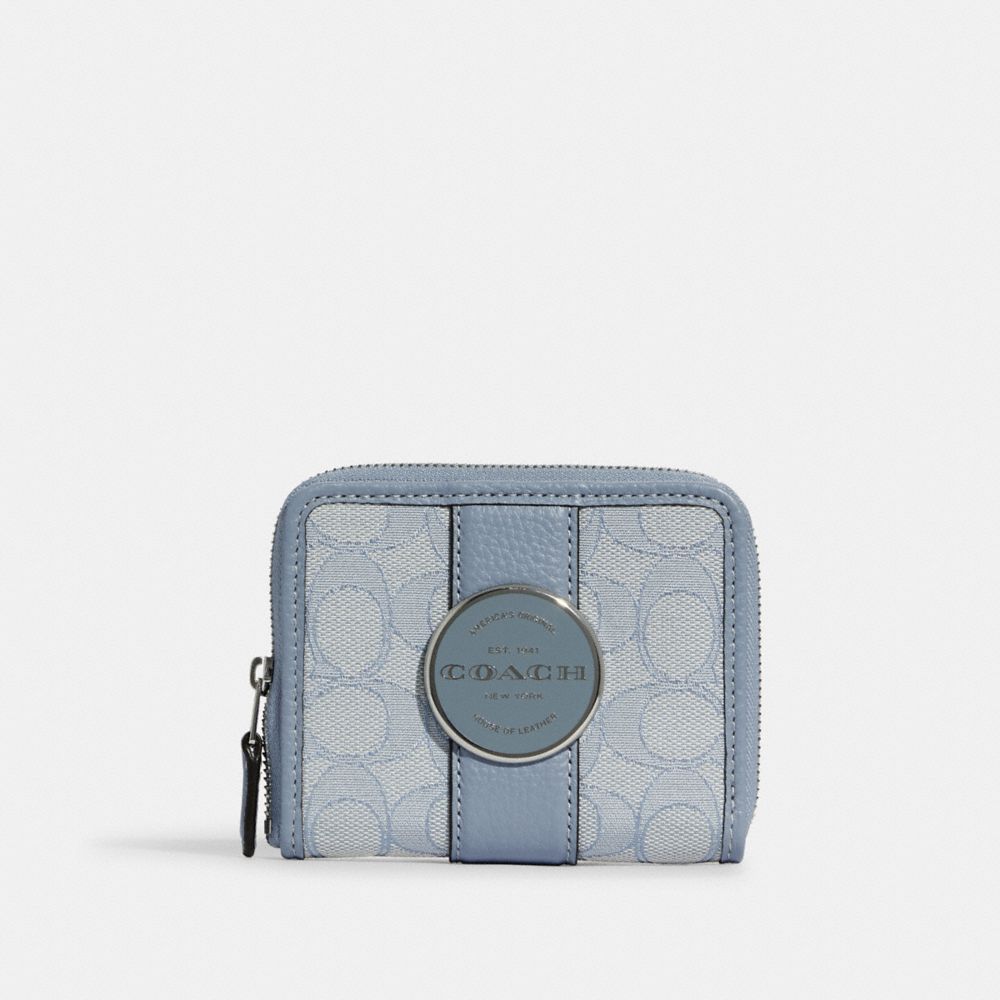 COACH C8323 - Lonnie Small Zip Around Wallet In Signature Jacquard SILVER/MARBLE BLUE