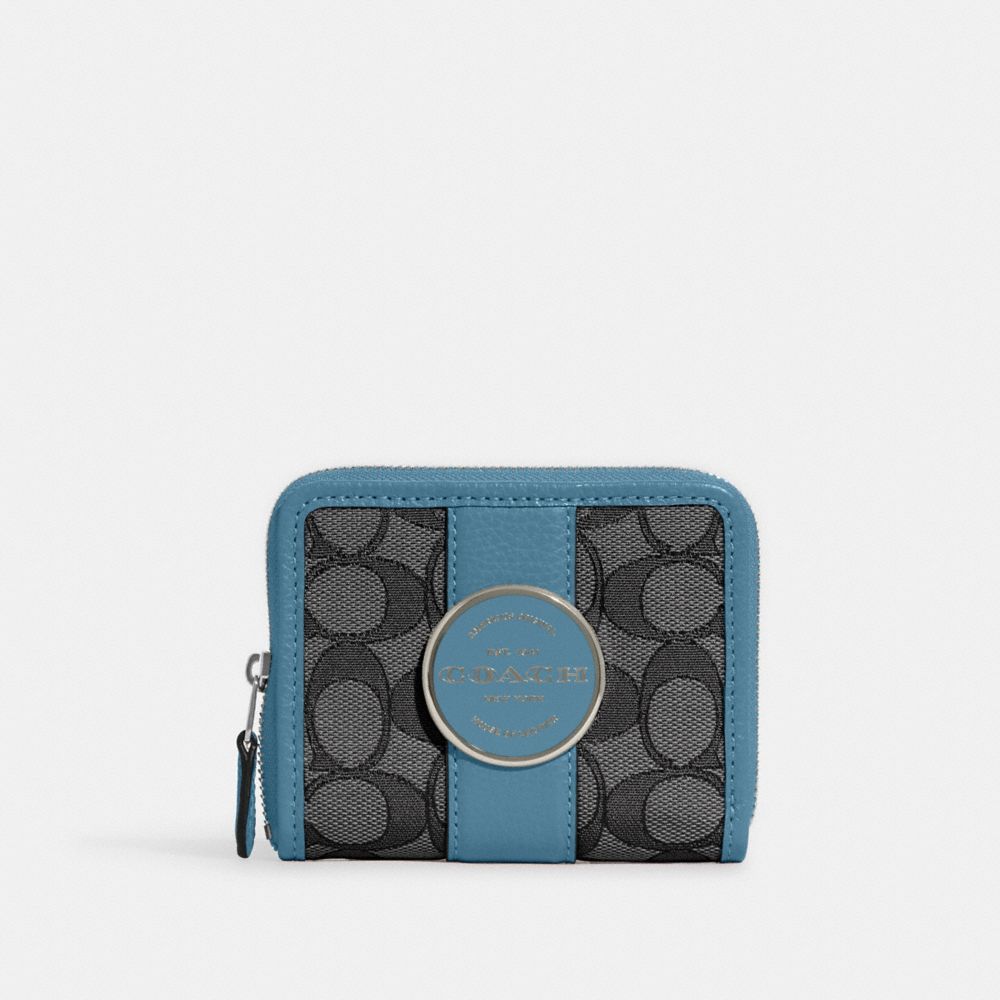 Lonnie Small Zip Around Wallet In Signature Jacquard - C8323 - SV/Black Smoke/Pacific Blue