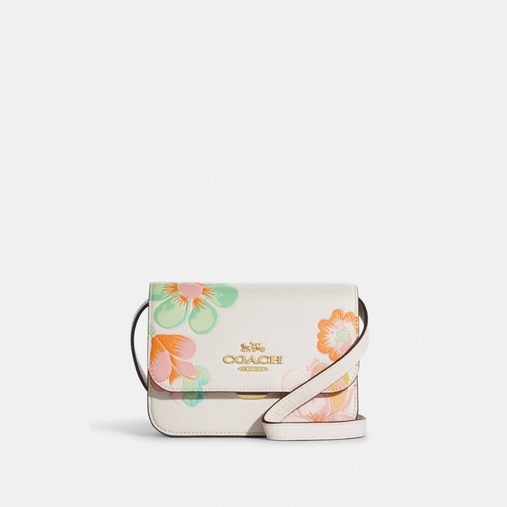 Mini Brynn Crossbody With Dreamy Land Floral Print - C8324 - GOLD/CHALK MULTI