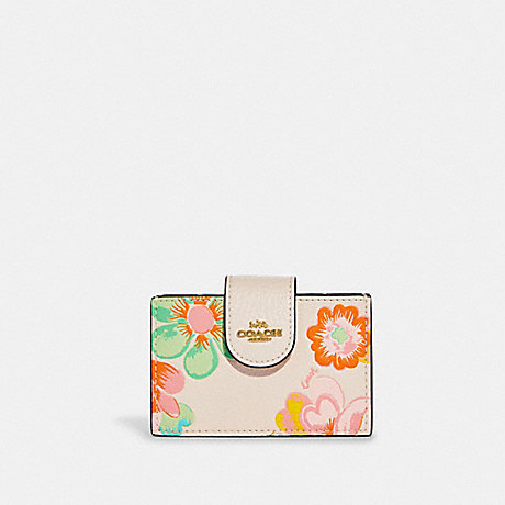 COACH C8325 Accordion Card Case With Dreamy Land Floral Print GOLD/CHALK-MULTI