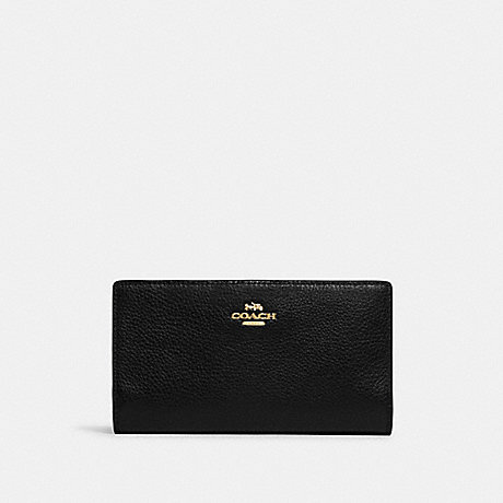 COACH Slim Zip Wallet - GOLD/BLACK - C8329