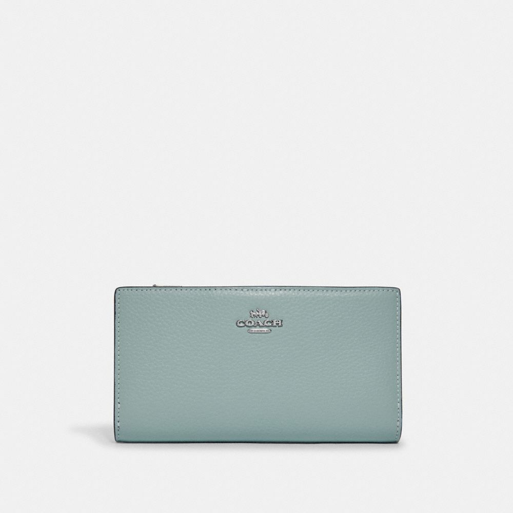 COACH Slim Zip Wallet - LIGHT TEAL/SILVER - C8329