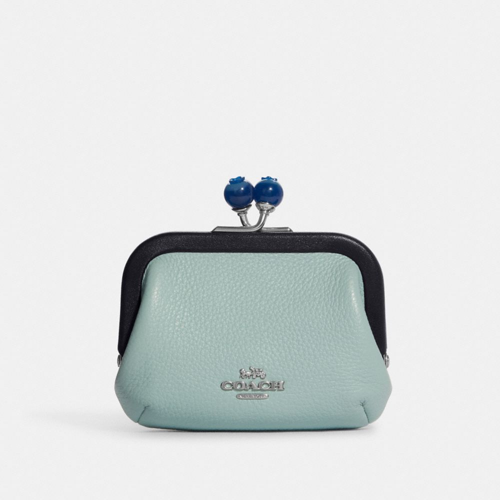 Nora Kisslock Card Case In Colorblock - C8334 - SILVER/LIGHT TEAL/ MIDNIGHT MULTI
