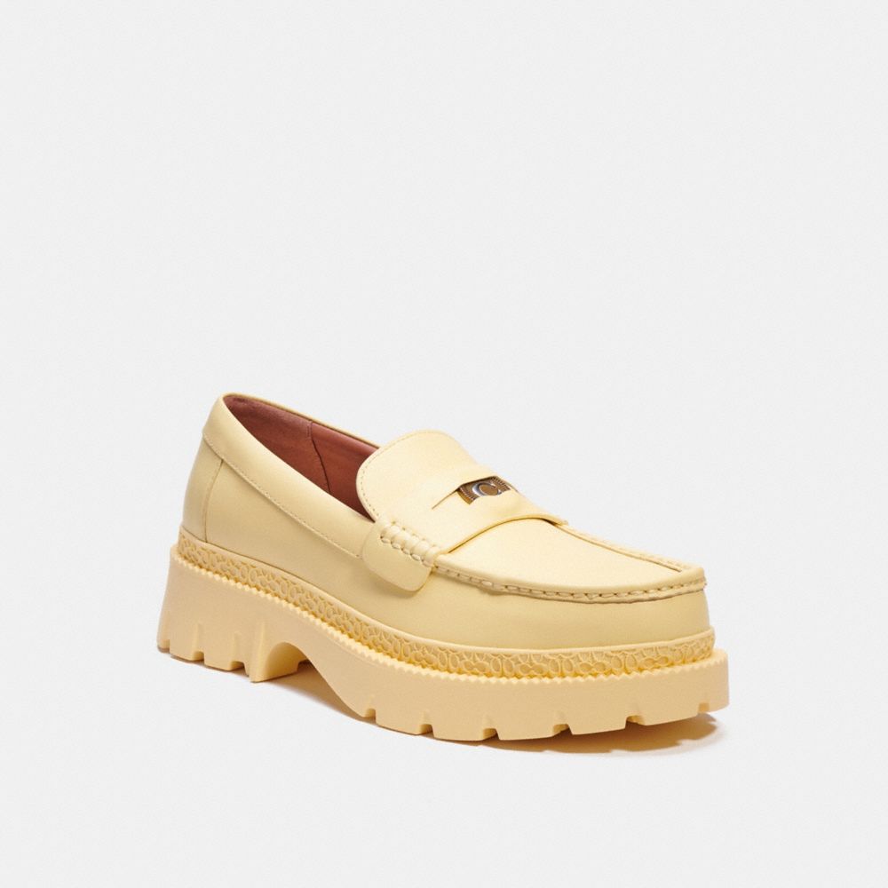 COACH C8338 Loafer With Signature Coin Pale Yellow