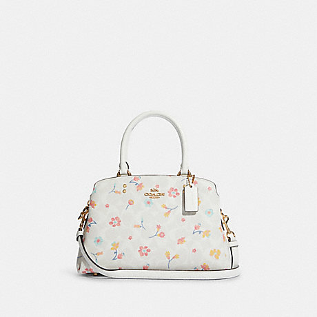 COACH Mini Lillie Carryall In Signature Canvas With Mystical Floral Print - GOLD/CHALK MULTI - C8340