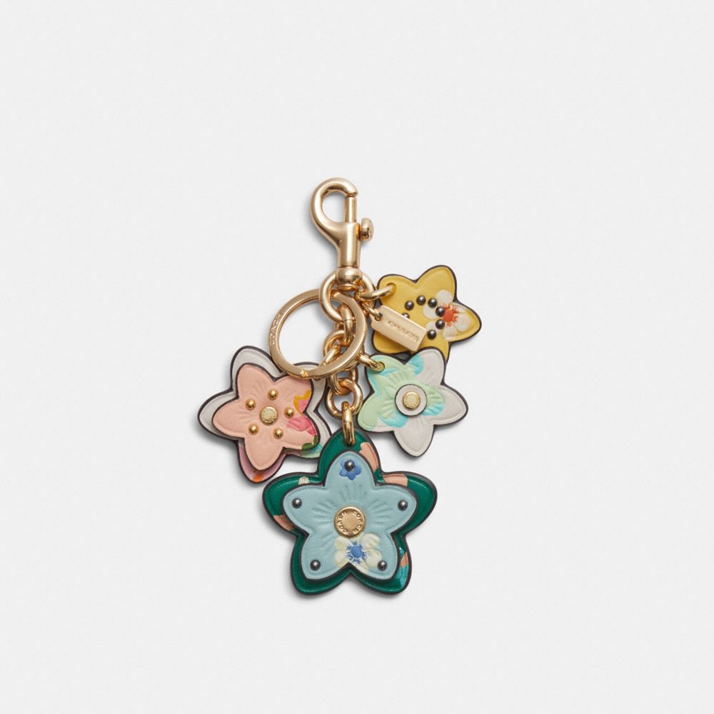 COACH Mystical Floral Wildflower Cluster Bag Charm - GOLD/MULTI - C8346