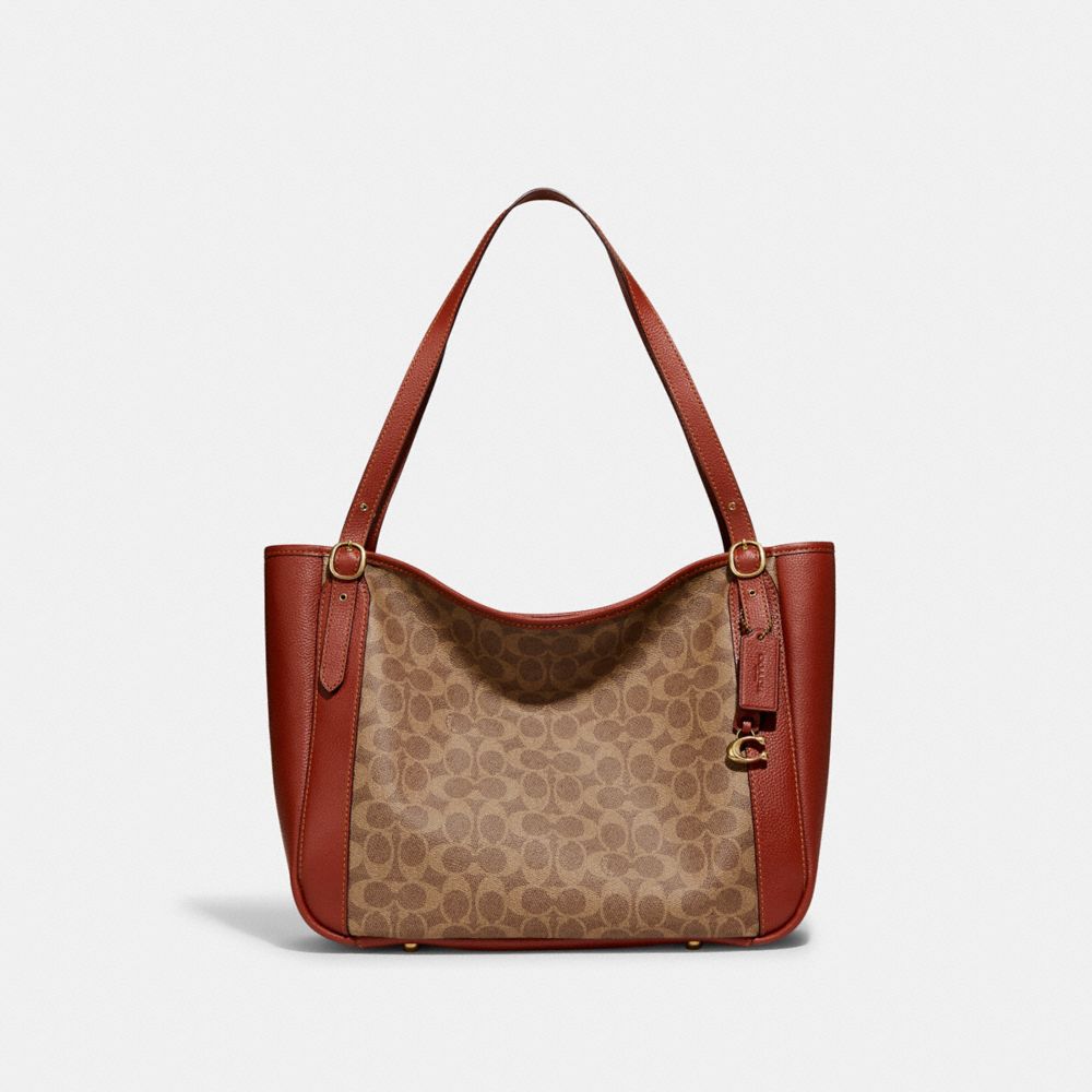 COACH C8354 Alana Tote In Signature Canvas BRASS/TAN/RUST