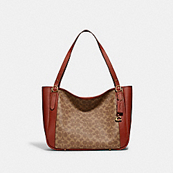 Alana Tote In Signature Canvas - C8354 - Brass/Tan/Rust