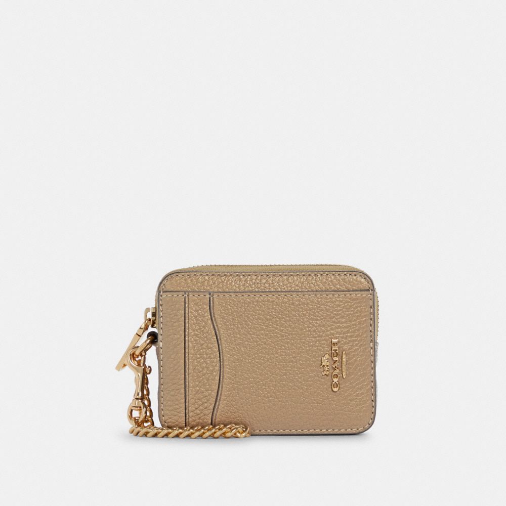 COACH C8357 Zip Card Case GOLD/METALLIC PYRITE