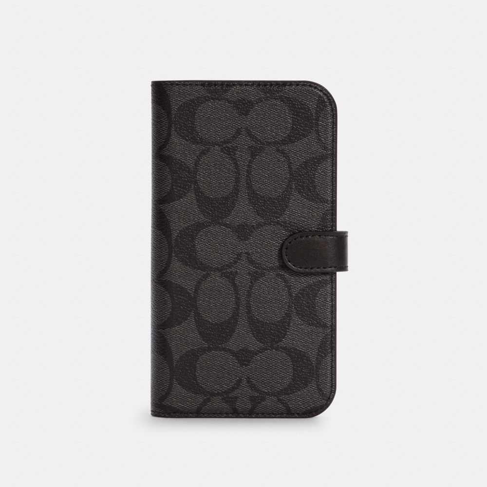 COACH C8360 - Iphone 13 Pro Max Folio In Signature Canvas GRAPHITE