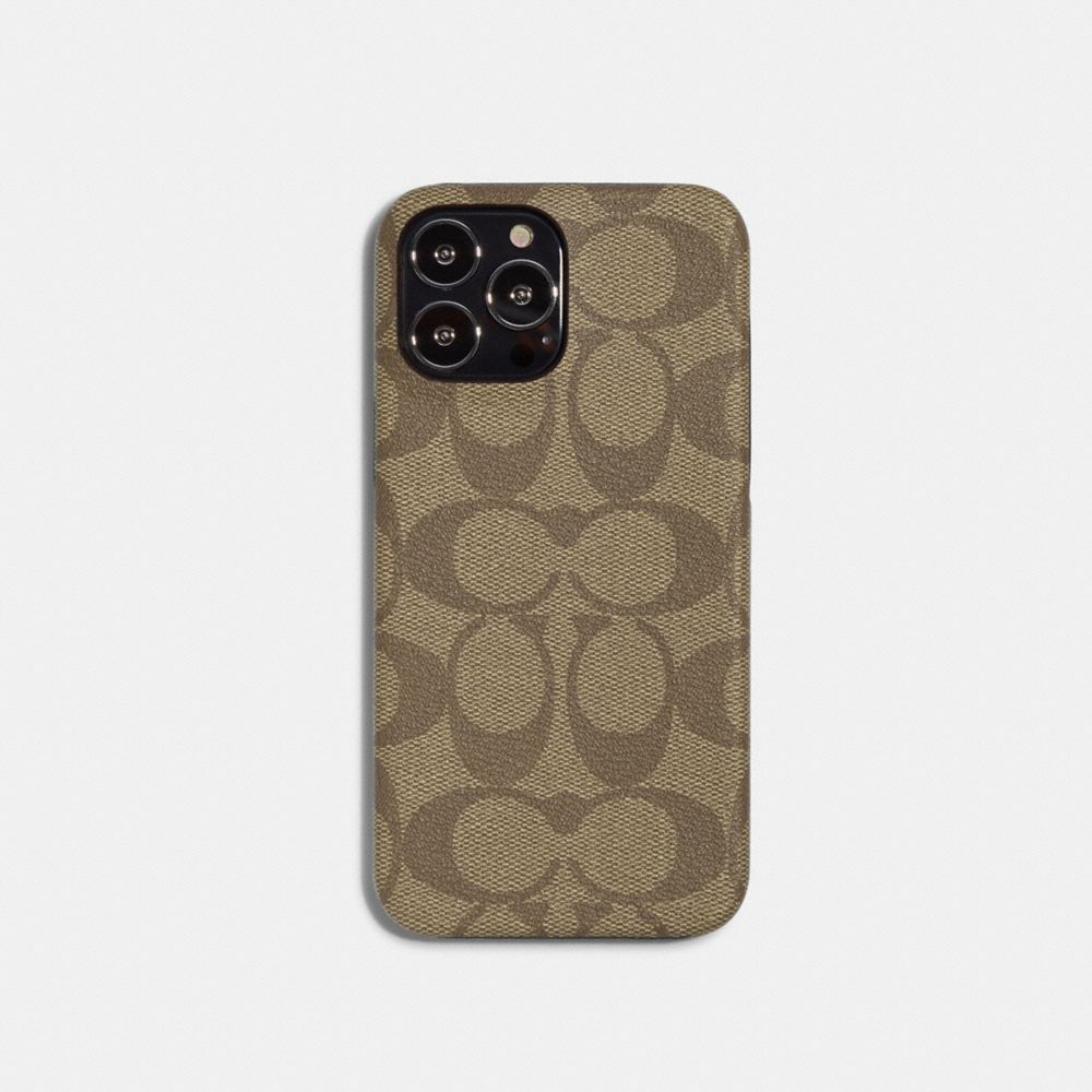 COACH Iphone 13 Pro Max Case In Signature Canvas - KHAKI - C8361