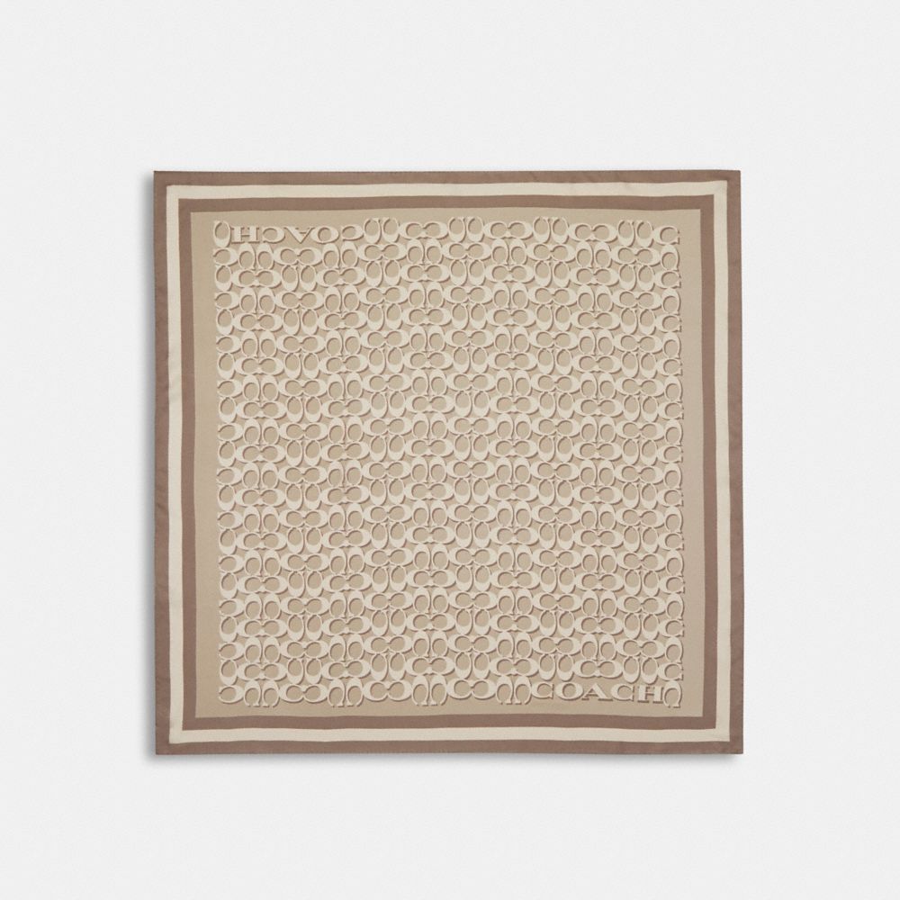 Signature Print Silk Square Scarf - C8362 - BONE