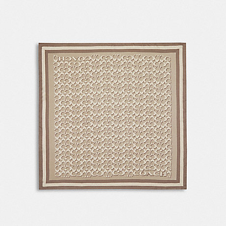 COACH Signature Print Silk Square Scarf - BONE - C8362