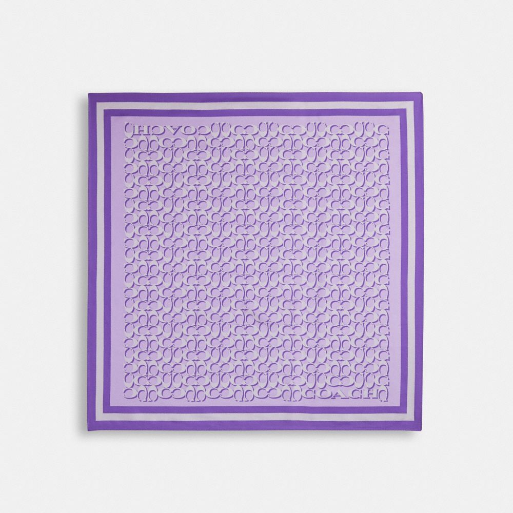 COACH&reg;,Signature Print Silk Square Scarf,Silk,Rectangle,Logo,Stripe,Casual,Iris