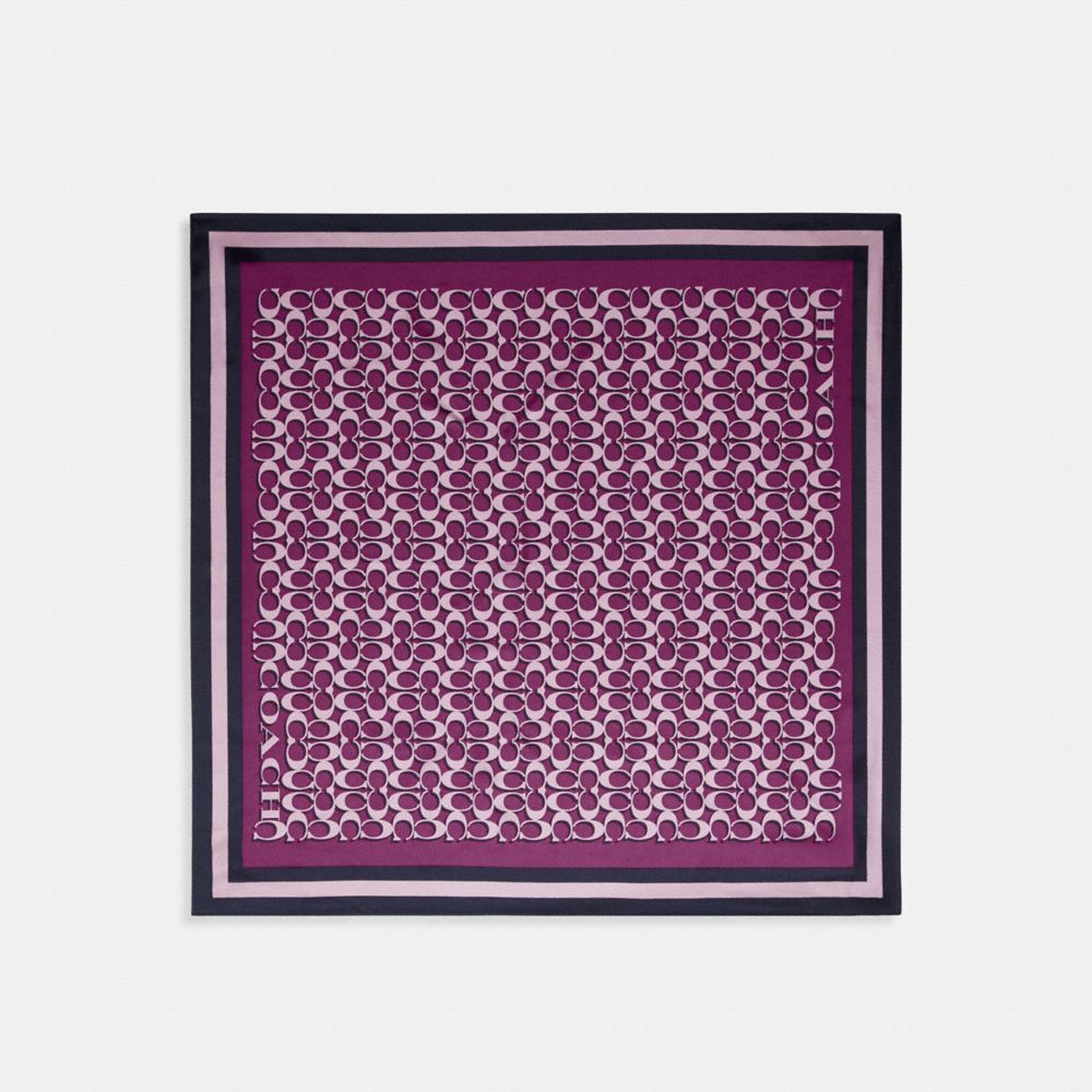 COACH C8362 Signature Print Silk Square Scarf Dark Magenta