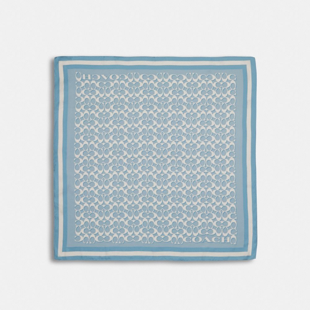 Signature Print Silk Square Scarf - POWDER BLUE - COACH C8362